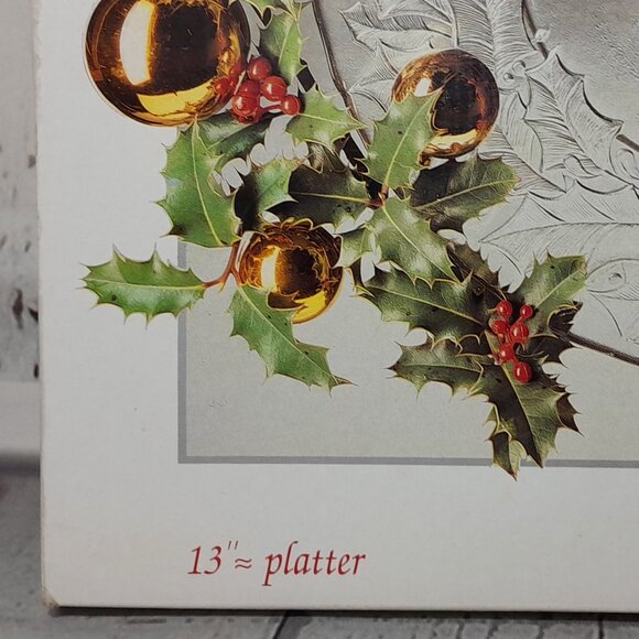 Arcoroc Glass Platter Happy Holiday Christmas Round Wreath With Bow USA 13" - Picture 3 of 12